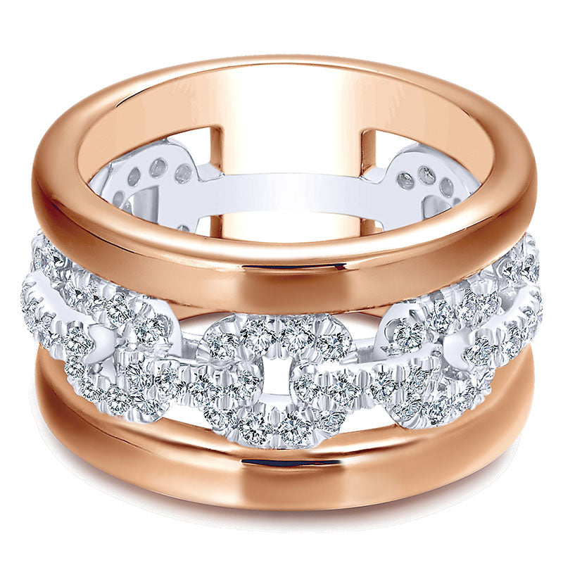 Anniversary Band 14k White/pink Gold Diamond Fancy