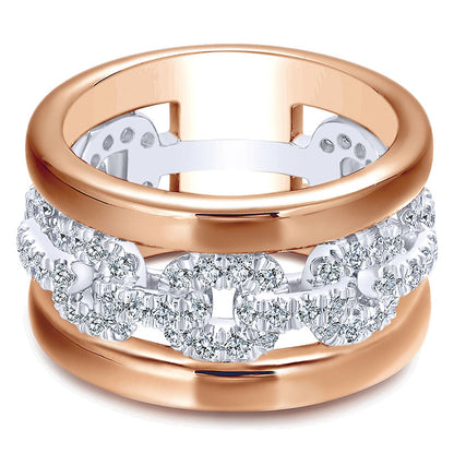 Anniversary Band 14k White/pink Gold Diamond Fancy