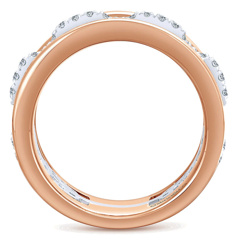 Anniversary Band 14k White/pink Gold Diamond Fancy