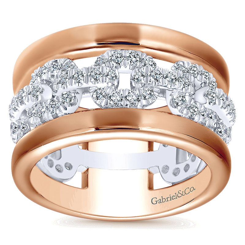 Anniversary Band 14k White/pink Gold Diamond Fancy