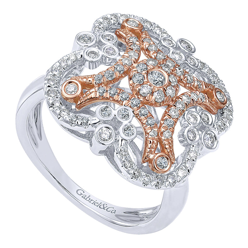 Ladies' Ring 14k White/pink Gold Lusso Diamond Fashion