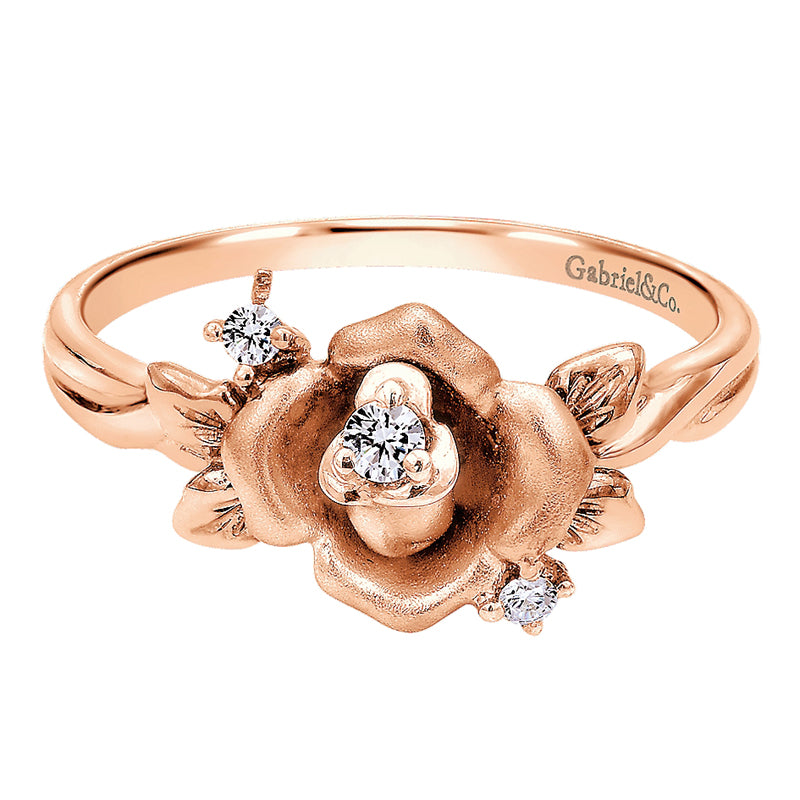 Ladies' Ring 14k White/pink Gold Floral Fashion