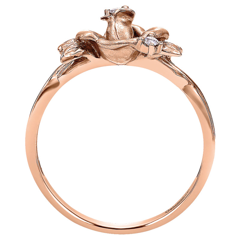 Ladies' Ring 14k White/pink Gold Floral Fashion