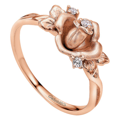 Ladies' Ring 14k White/pink Gold Floral Fashion