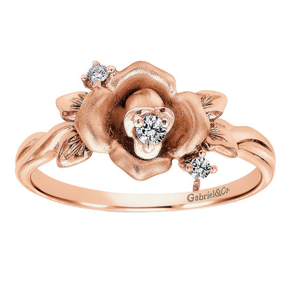 Ladies' Ring 14k White/pink Gold Floral Fashion