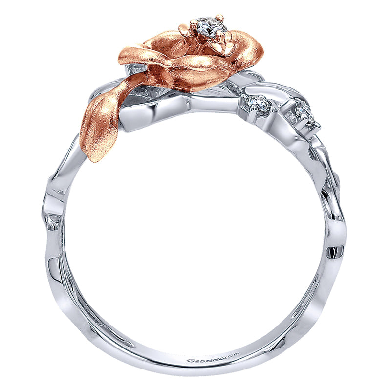 Ladies' Ring 14k White/pink Gold Floral Fashion