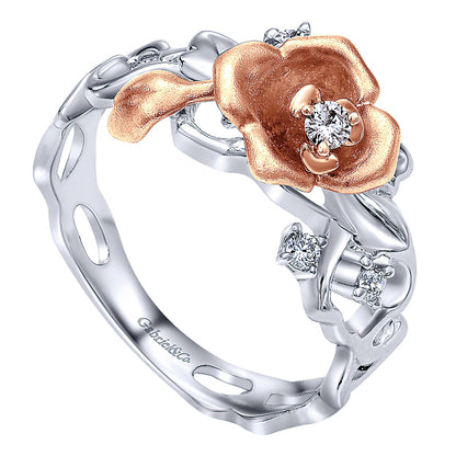 Ladies' Ring 14k White/pink Gold Floral Fashion