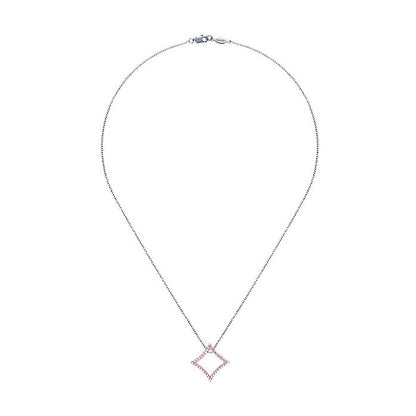 14k White/pink Gold Diamond Fashion Necklace