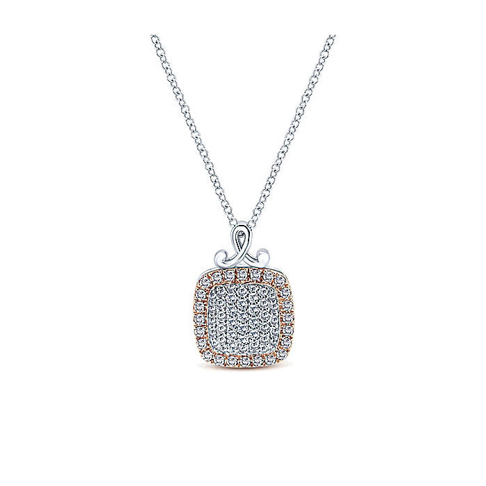 14k White/pink Gold Diamond Fashion Necklace