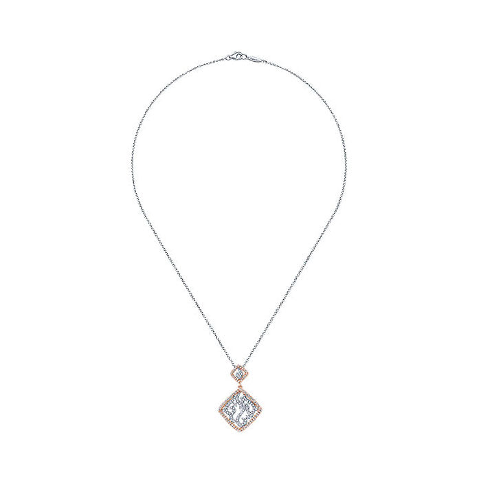 14k White/pink Gold Diamond Fashion Necklace