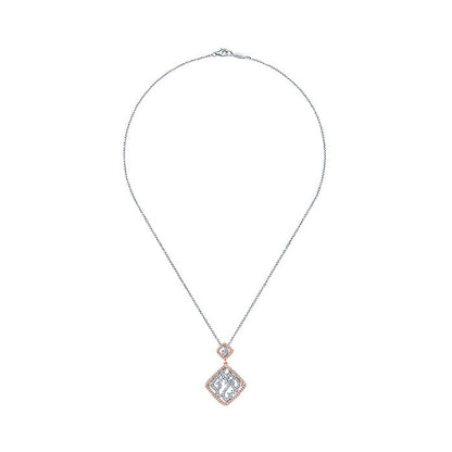14k White/pink Gold Diamond Fashion Necklace