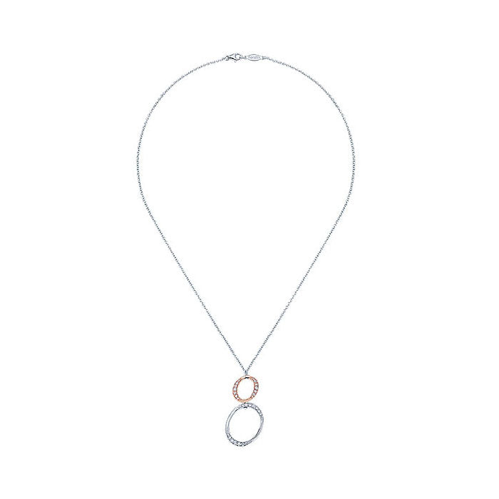 14k White/pink Gold Diamond Fashion Necklace