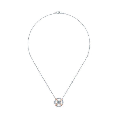 14k White/pink Gold Diamond Fashion Necklace