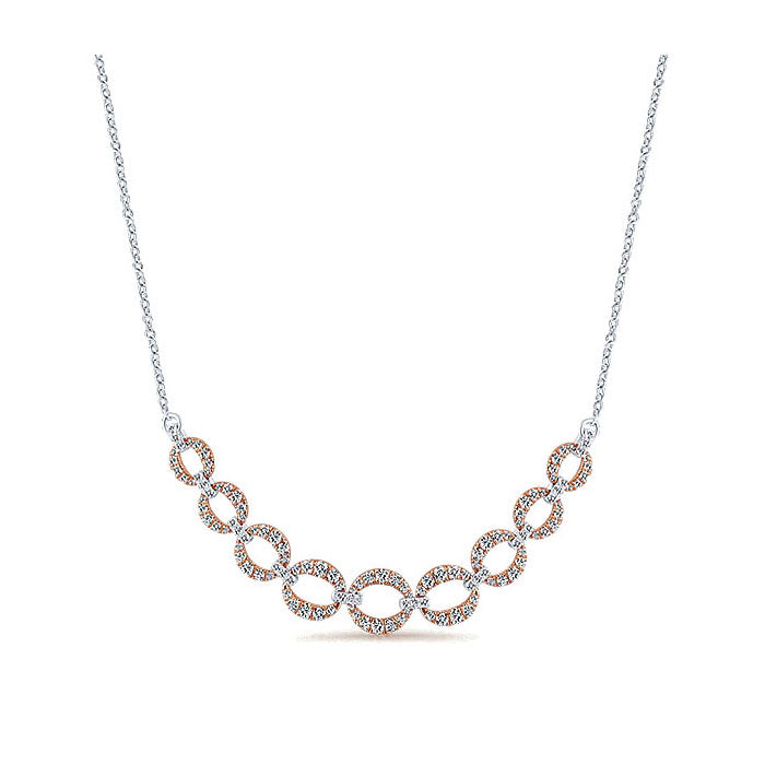 14k White/pink Gold Diamond Fashion Necklace