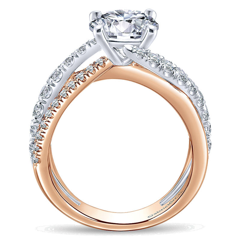 14K White/Pink Gold Diamond Free Form Two-Tone Engagement Ring ER12337R6T44Jj