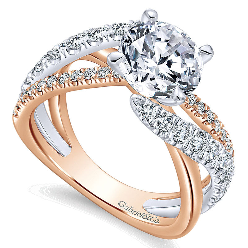 14K White/Pink Gold Diamond Free Form Two-Tone Engagement Ring ER12337R6T44Jj