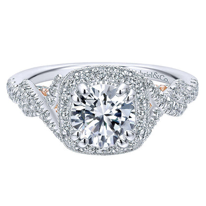 Engagement Ring 14k White/pink Gold Diamond Halo