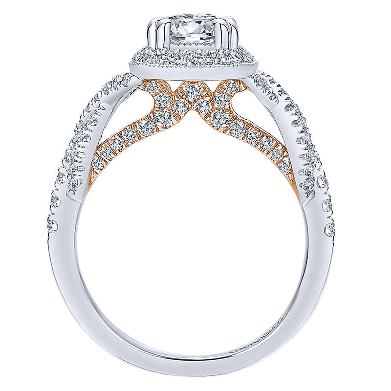 Engagement Ring 14k White/pink Gold Diamond Halo