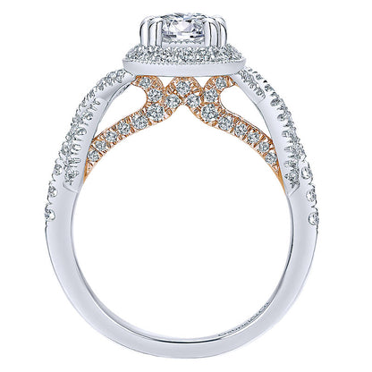 Engagement Ring 14k White/pink Gold Diamond Halo