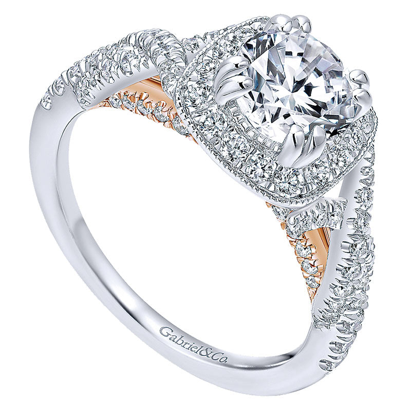 Engagement Ring 14k White/pink Gold Diamond Halo