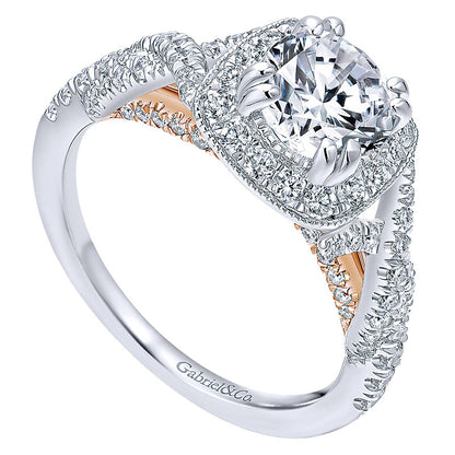 Engagement Ring 14k White/pink Gold Diamond Halo