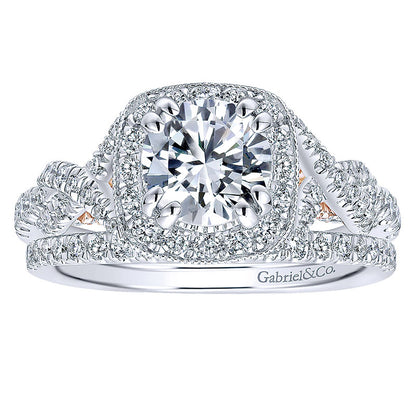 Engagement Ring 14k White/pink Gold Diamond Halo