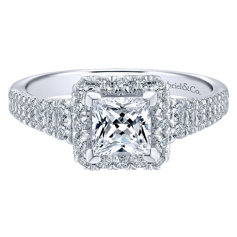 Engagement Ring 14k White/pink Gold Diamond Halo