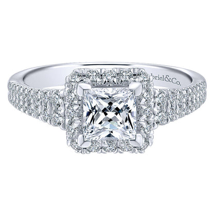Engagement Ring 14k White/pink Gold Diamond Halo