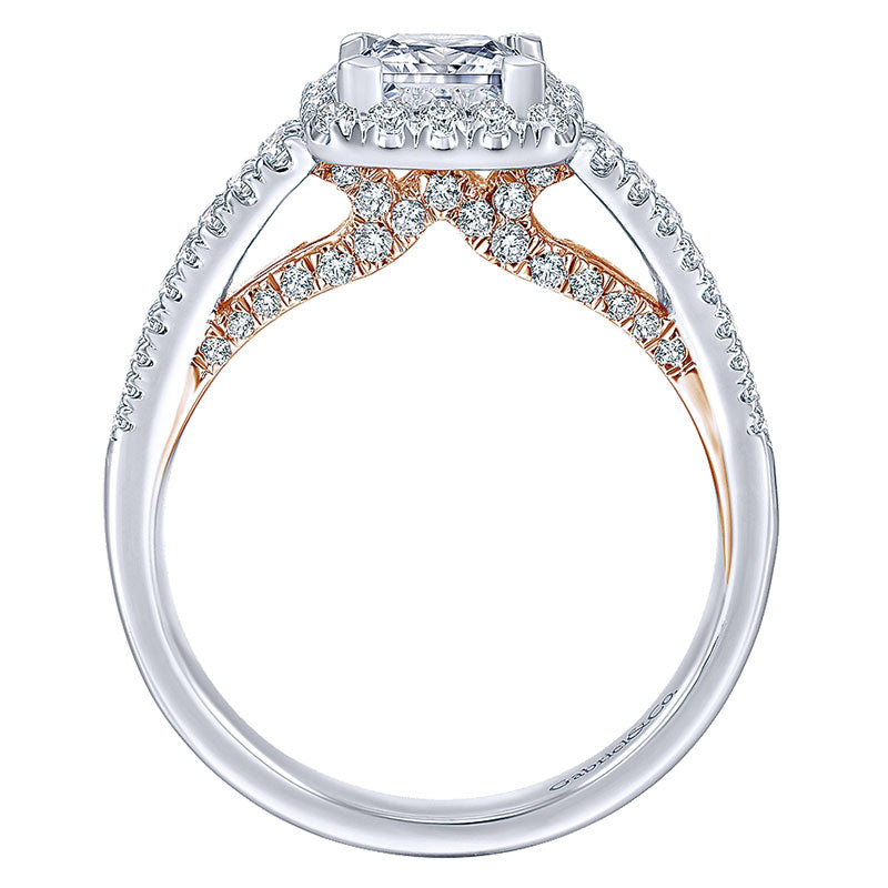 Engagement Ring 14k White/pink Gold Diamond Halo