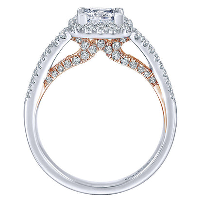 Engagement Ring 14k White/pink Gold Diamond Halo