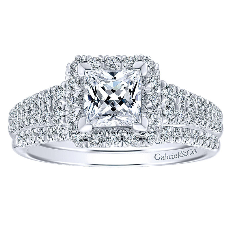 Engagement Ring 14k White/pink Gold Diamond Halo