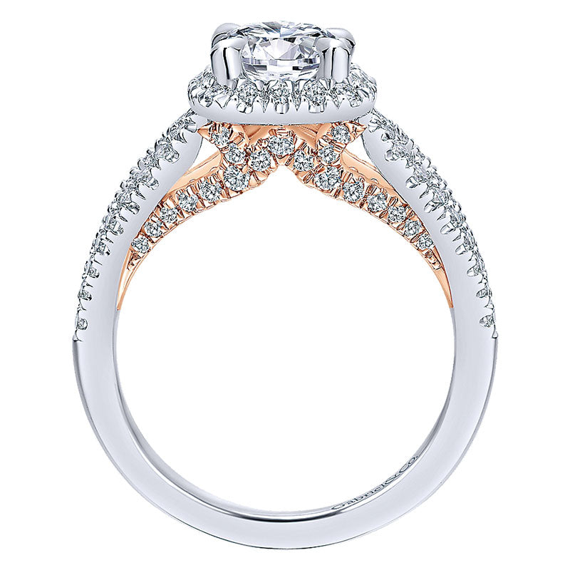 Engagement Ring 14k White/pink Gold Diamond Halo