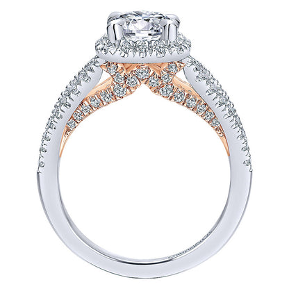Engagement Ring 14k White/pink Gold Diamond Halo