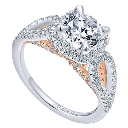 Engagement Ring 14k White/pink Gold Diamond Halo