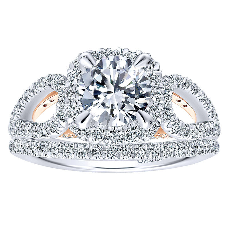 Engagement Ring 14k White/pink Gold Diamond Halo