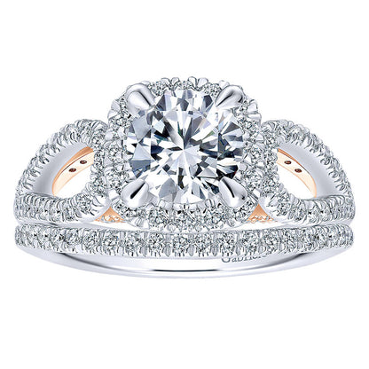 Engagement Ring 14k White/pink Gold Diamond Halo