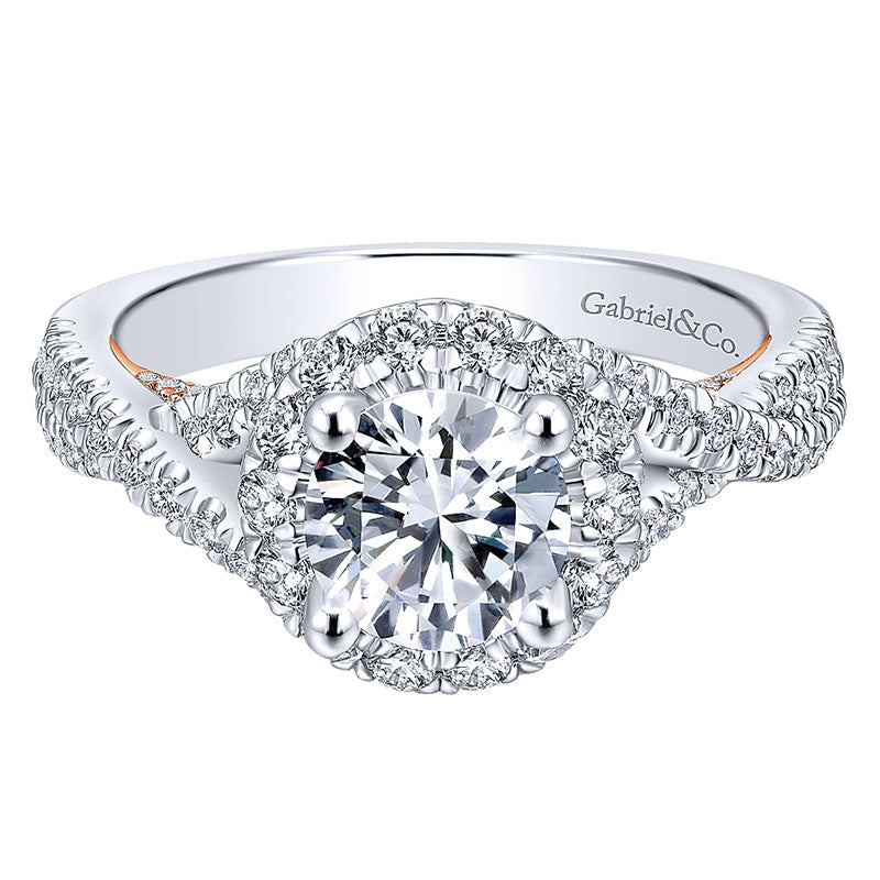 Engagement Ring 14k White/pink Gold Diamond Halo