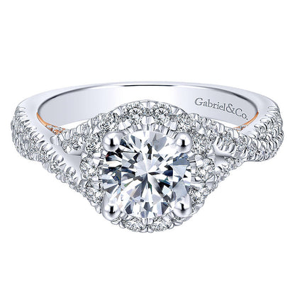 Engagement Ring 14k White/pink Gold Diamond Halo