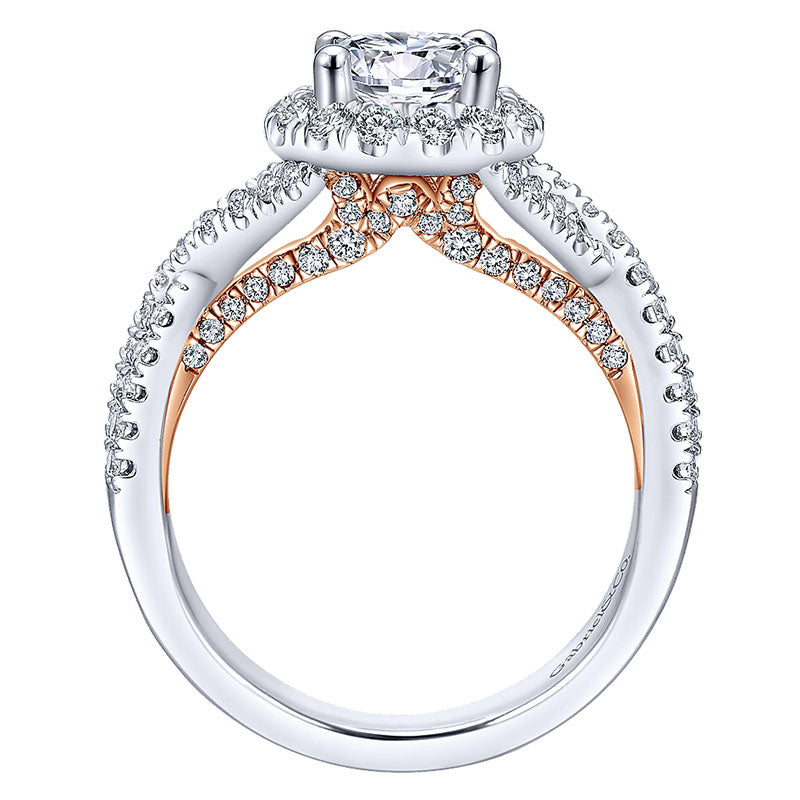 Engagement Ring 14k White/pink Gold Diamond Halo