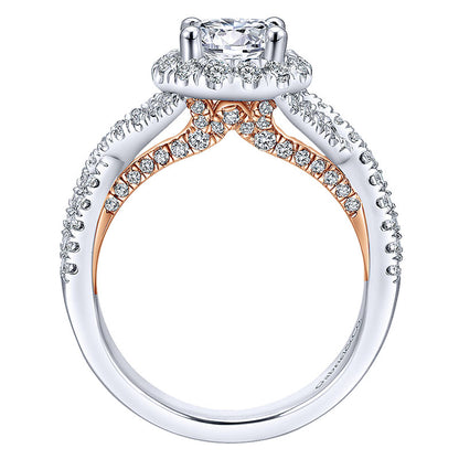 Engagement Ring 14k White/pink Gold Diamond Halo