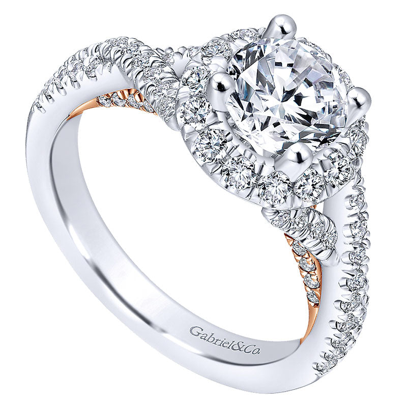 Engagement Ring 14k White/pink Gold Diamond Halo
