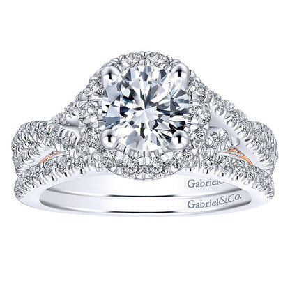 Engagement Ring 14k White/pink Gold Diamond Halo