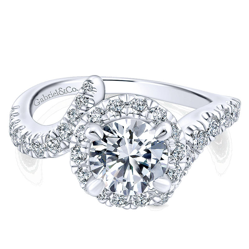 14K White/Pink Gold Diamond Halo Two-Tone Engagement Ring ER12759R4T44Jj
