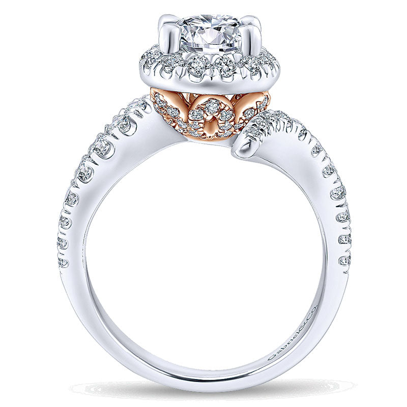 14K White/Pink Gold Diamond Halo Two-Tone Engagement Ring ER12759R4T44Jj