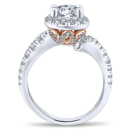 14K White/Pink Gold Diamond Halo Two-Tone Engagement Ring ER12759R4T44Jj
