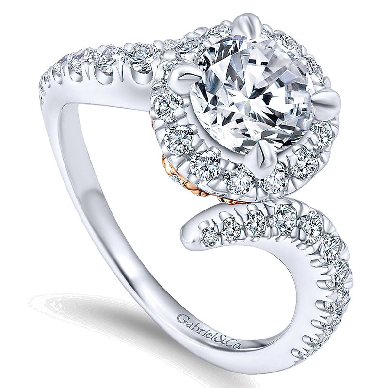 14K White/Pink Gold Diamond Halo Two-Tone Engagement Ring ER12759R4T44Jj