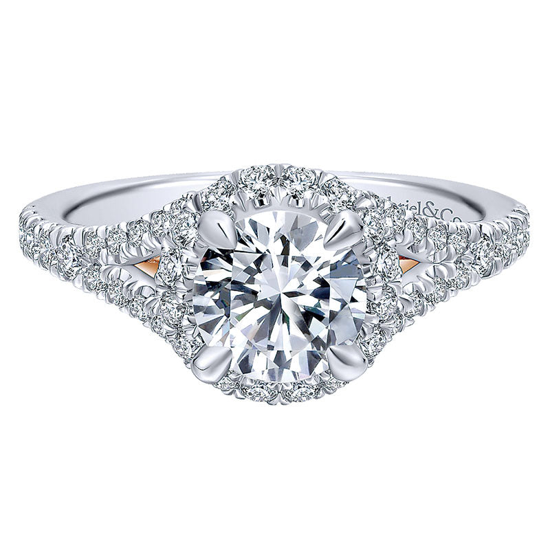 Engagement Ring 14k White/pink Gold Diamond Halo