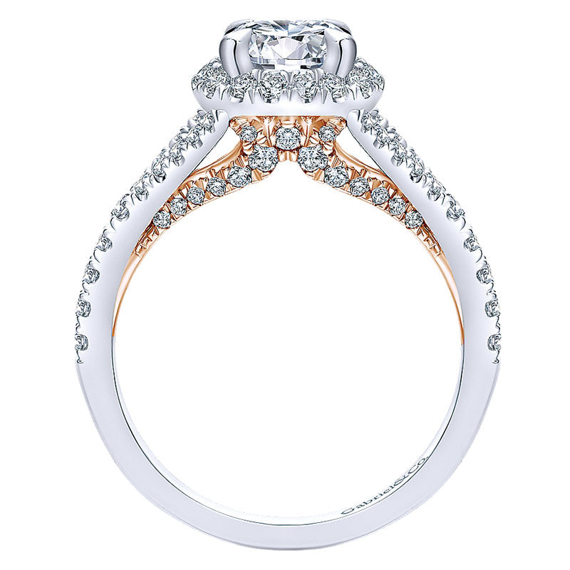 Engagement Ring 14k White/pink Gold Diamond Halo