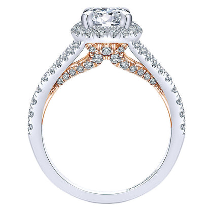 Engagement Ring 14k White/pink Gold Diamond Halo