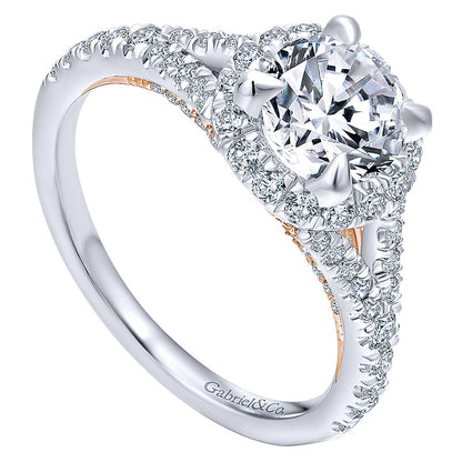 Engagement Ring 14k White/pink Gold Diamond Halo